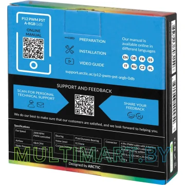 Вентилятор для корпуса Arctic P12 PWM PST A-RGB 0dB (ACFAN00231A) картинка 5